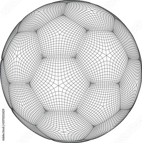 Wireframe Soccer Ball Mesh Geometry 3D Sports Illustration
