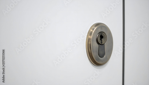 Elegant vintage style keyhole on modern clean white wooden door