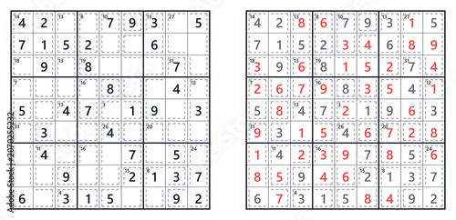 Tableau sur toile Sudoku puzzle 9x9 hard level for adults printable with answers A4