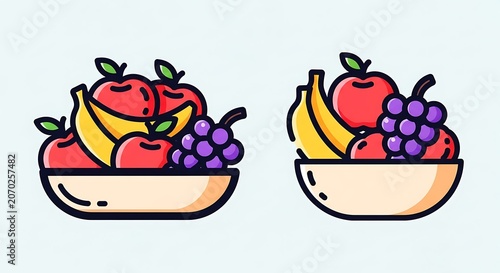 Colorful fruit basket with berries and citrus illustration.