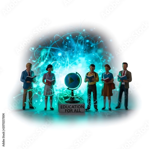 Group of Diverse Professionals Exploring Global Technology Future.