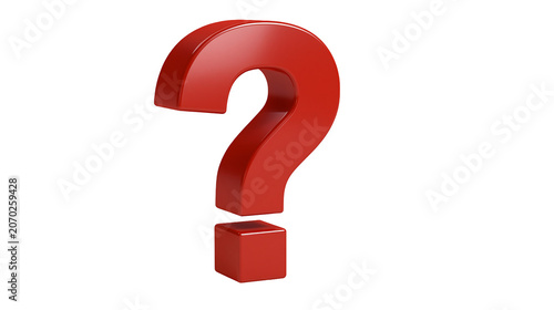 Tableau sur toile Glossy red question mark symbol, isolated on transparent background