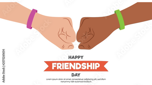 Obraz na plátně Hands Joining In Friendship Gesture Colorful Vector Illustration