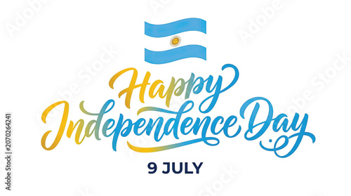 Cuadro en lienzo Happy independence day argentina 9 july celebration with flag