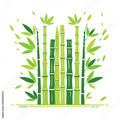 Flat illustration of bamboo stalks and leaves