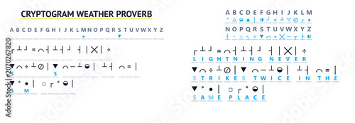 Obraz na plátně Cryptogram weather proverbs illustrated with symbols and letters