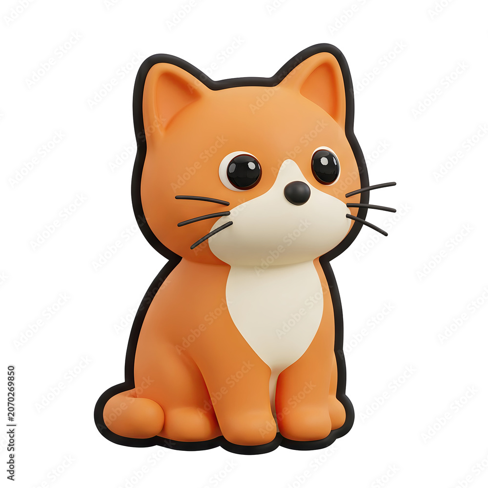 Fototapeta premium Cute 3D cartoon orange cat sitting