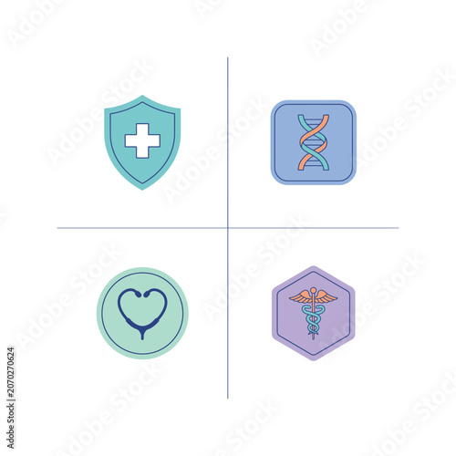 Medical shield protection set icon vector illustration on a white background