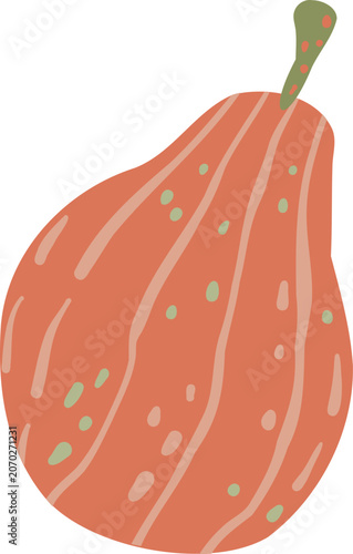 Quadro su tela Striped pear-shaped spotted orange autumn pumpkin with a stem