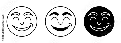 Cuadro en lienzo Joyful smiley face icons, happy emotion symbols, cheerful expression vector grap