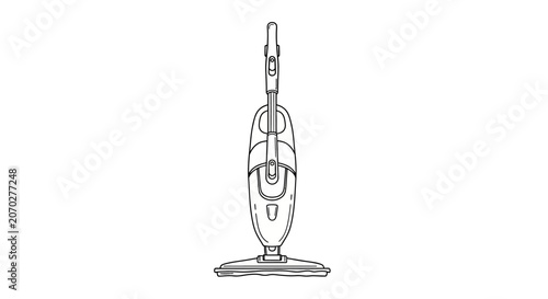 Modern upright vacuum cleaner isolated view.