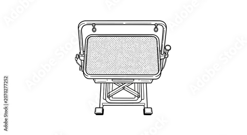 Industrial metal cart with textured surface and wheels.