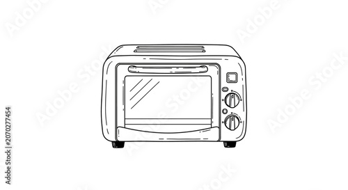 Compact countertop toaster oven with digital controls.