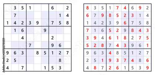 Fotografía Hyper sudoku easy level printable with solution, minimal PNG on white background