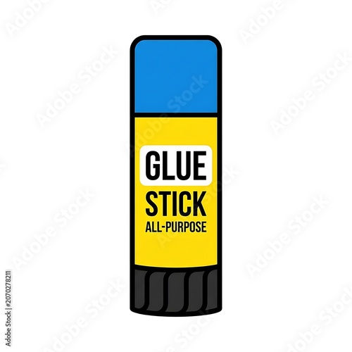Yellow all-purpose glue stick standing upright.