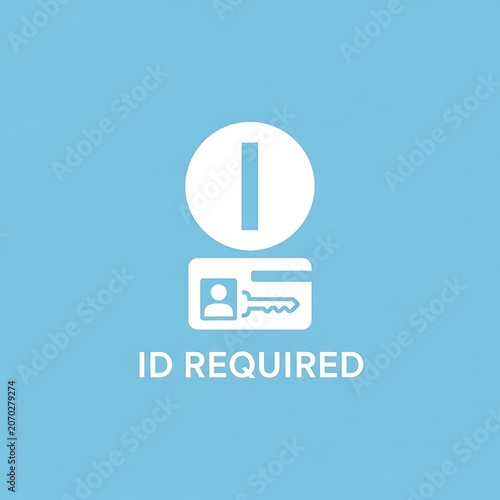 ID verification required symbol with document and camera.