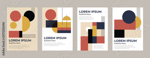 Modern Bauhaus Geometric Poster Templates with Minimal Shapes