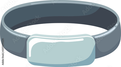 Future's Embrace: A Sleek Flat Cartoon Vector Wristband in Grey and Blue for Effortless Event Entry