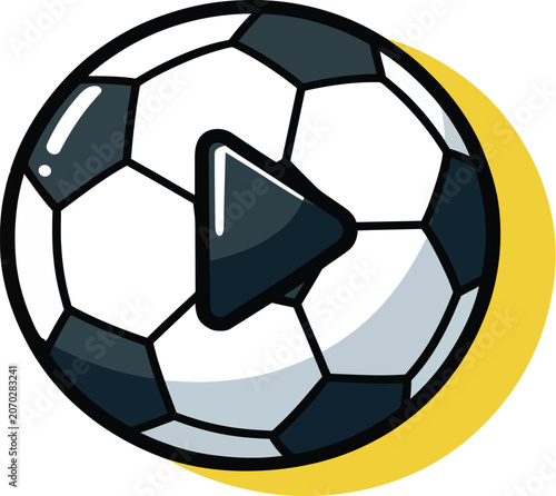 Goal-oriented play: a quirky flat vector icon blending a soccer ball with a video media