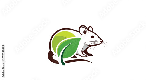 Mouse with green leaf eco friendly symbol