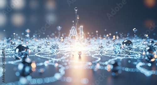 Glowing Network of Connected Nodes and Light.