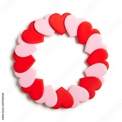 Red hearts forming a circular pattern