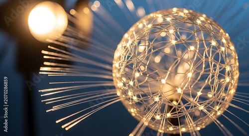 Warm Glass Orb Light with Delicate Filament Lights.