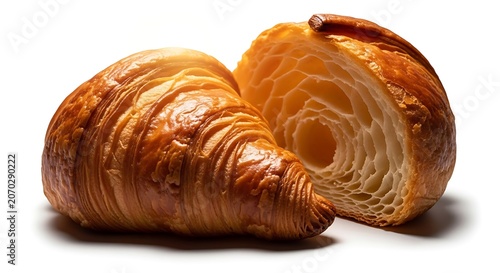 Golden Croissant Half Slice Fresh Bakery Breakfast.