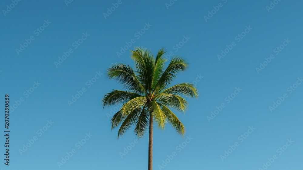 Fototapeta premium Solitary palm under clear sky.