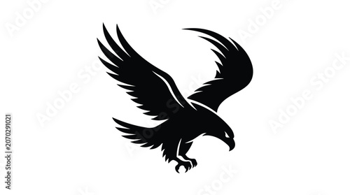 Fotografija Majestic eagle silhouette in flight, black hawk vector icon, powerful predatory
