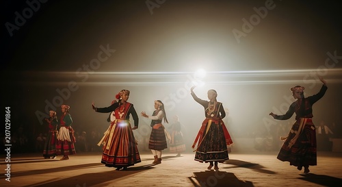 Traditional Folk Dance Performance on a Bright Stage.