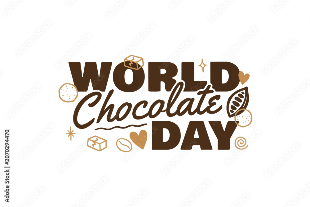 Obraz premium World Chocolate Day Vector Illustration, Cocoa and Sweet Treat Celebration Design