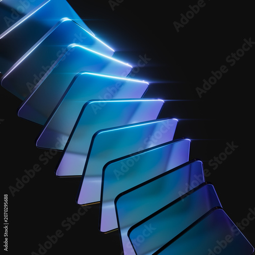 Abstract data flow geometric business solution concept minimal 3d rendering background. Digital infrastructure and innovation technology foundation.