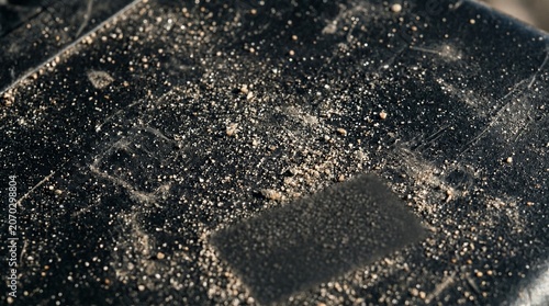 Dusty Black Surface Texture | Fine Sand and Scratches Macro Background