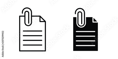 Slika na platnu Attach document icon set modern line, solid style collection