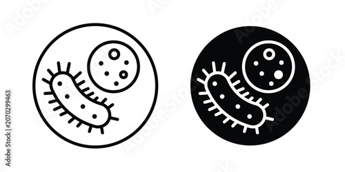 Fotografía Bacteria icon set modern line, solid style collection