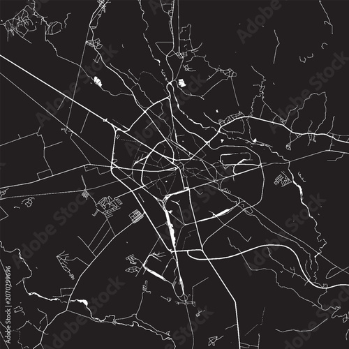 Canvastavla Ploiesti Romania Vector Map, Detailed City Street Map Black and White Minimalist