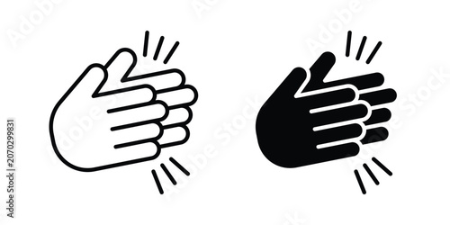 Clap hands icon set modern line, solid style collection