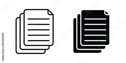 Konstfotografi Document papers pile icon set modern line, solid style collection
