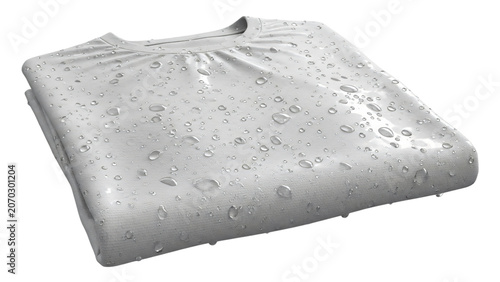 White shirt with water droplets front and back shirt with black background.