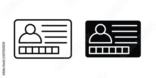 ID card icon set modern line, solid style collection