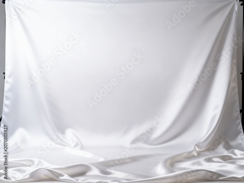 White Silk Fabric Background with Soft Drapes