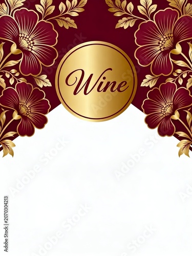 Elegant Wine Invitation with Gold and Burgundy Floral Design