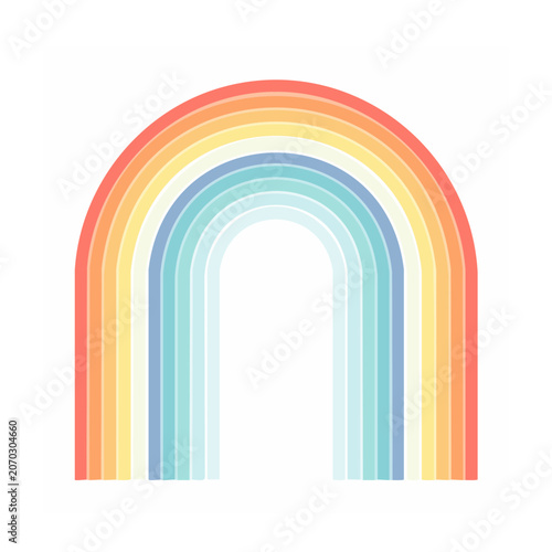 Flat design rainbow with pastel colors on white background