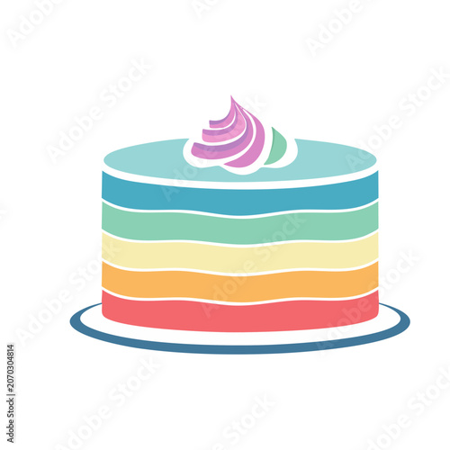 Rainbow Layer Cake with Frosting Swirl