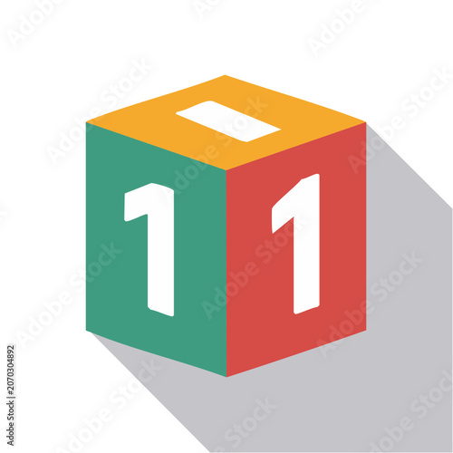11th Birthday Cube Vector Icon