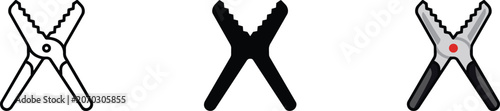 Fotografía Hand tool and cutting adjustable wrench, and threaded rod icons set and hardware