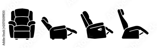 Cuadro en lienzo Recliner Chair Icons, Furniture Set, Comfort Seating, Multiple Positions