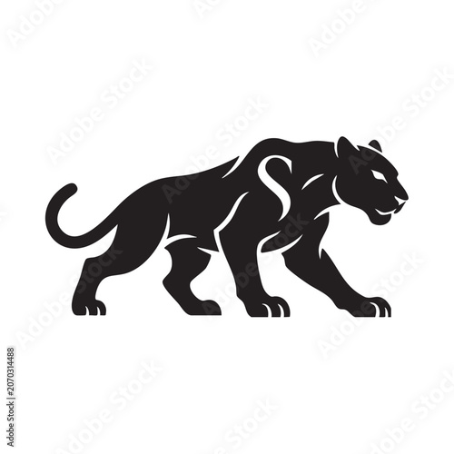 Photography Black and white tiger silhouette vector illustration of wild animals, isolated m