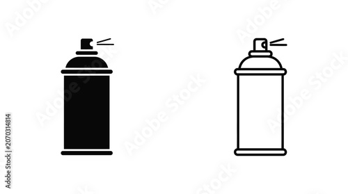 Spray Can Silhouette And Outline Black And White Vector Illustration